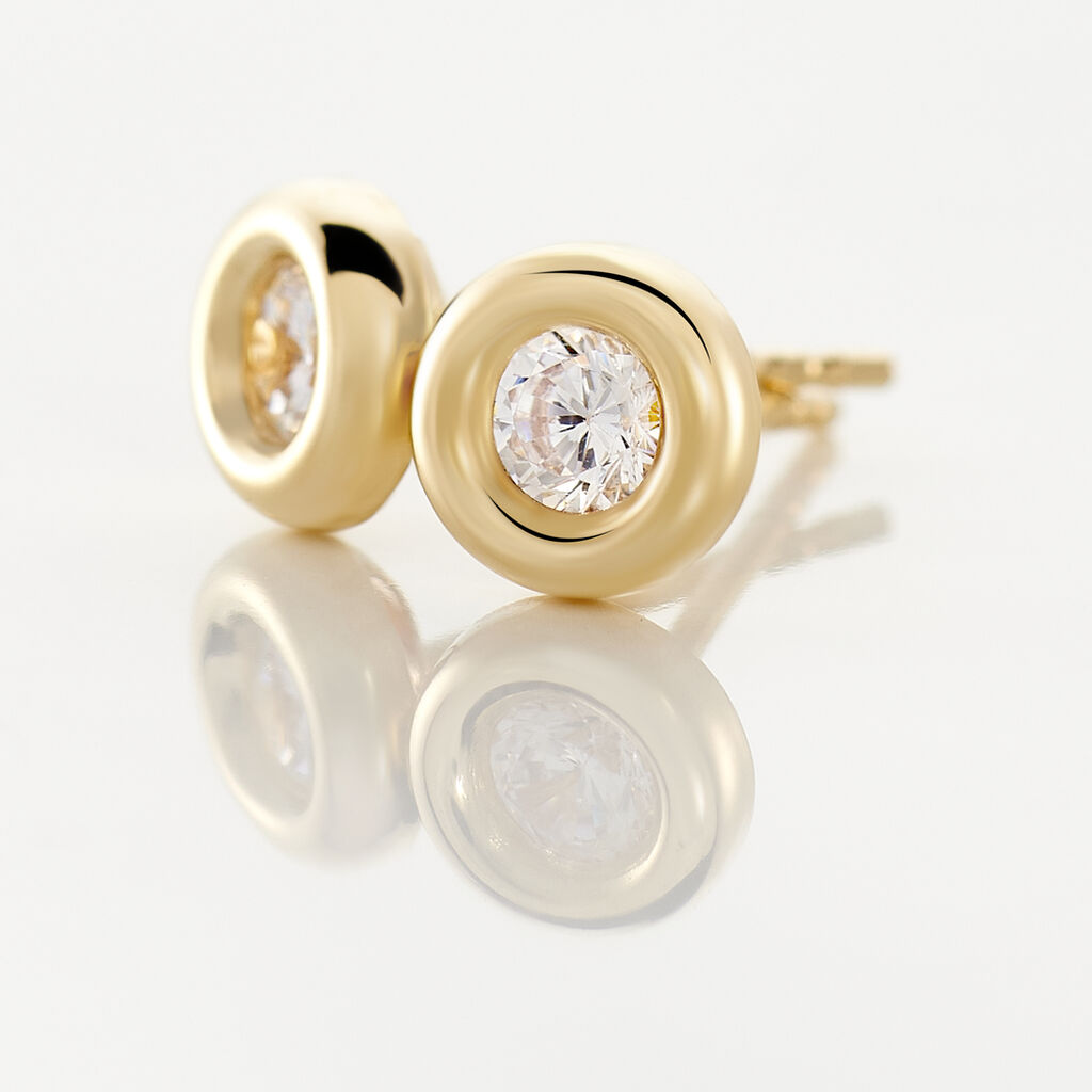 EDEN ZARGE PNEU Damen Ohrstecker Gold 375 (9 Karat) Zirkonia Wei&szlig;