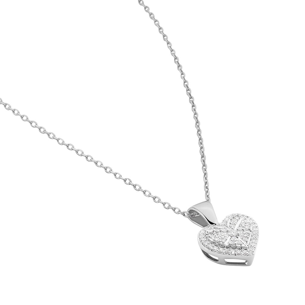 Damen Collier Weißgold 375 Diamant 0,11ct Herz Valerie - Halsketten Damen | OROVIVO
