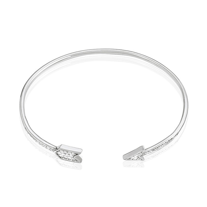 Bracelet Jonc Danae Argent Blanc Oxyde De Zirconium - Spannringe Damen | OROVIVO