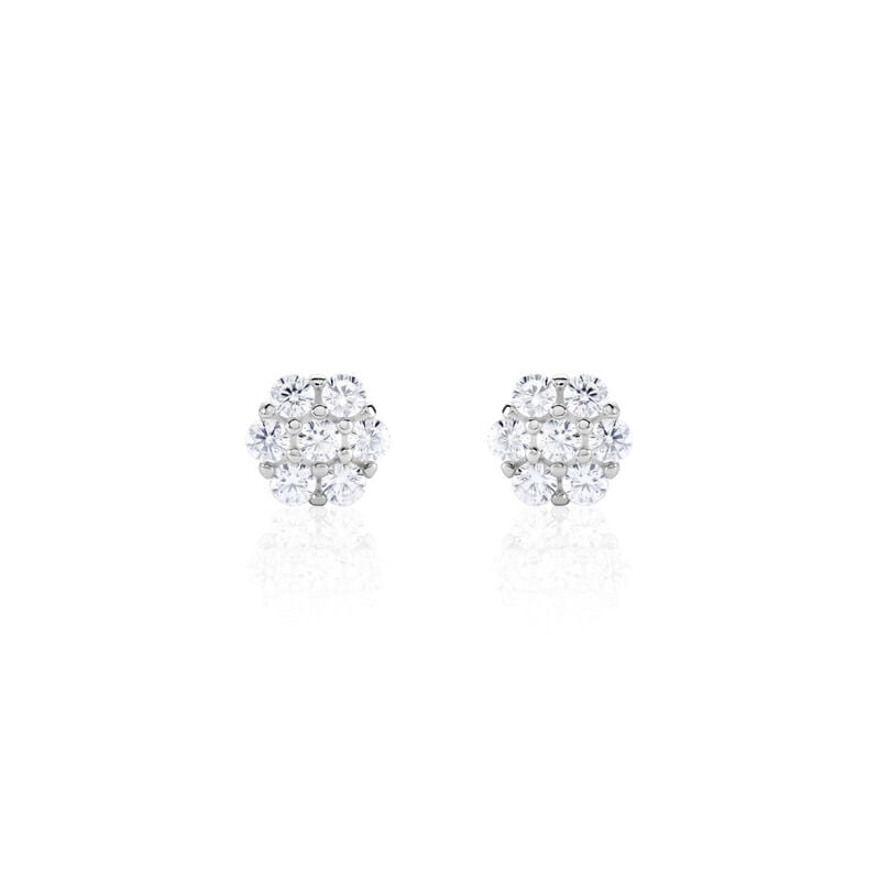 JAMILA Damen Ohrstecker Silber 925 Zirkonia Wei&szlig; Blume - Ohrstecker Damen | OROVIVO