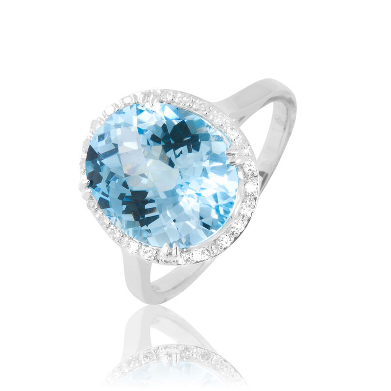 Bague Anna Or Blanc Topaze Et Diamant - Spannringe Damen | OROVIVO