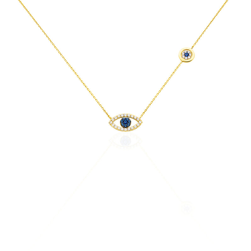 Collier Or Jaune Belkiz Oeil Pavage Oxyd - Spannringe Damen | OROVIVO