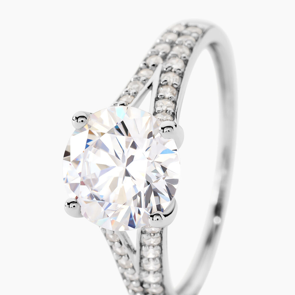 Solitaire Or Weiss Carolina Oxyde Accompagne - Spannringe Damen | OROVIVO