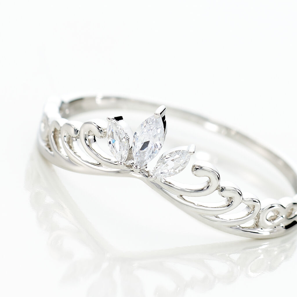 Bague Or Weiss Hallya Motif Couronne - Spannringe Damen | OROVIVO
