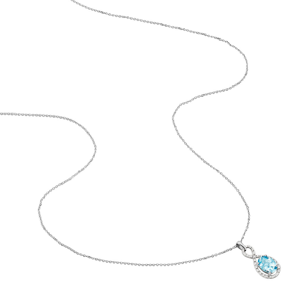 PASSION Damen Collier Wei&szlig;gold 375 (9 Karat) Topas Blau 1,46 ct Oval