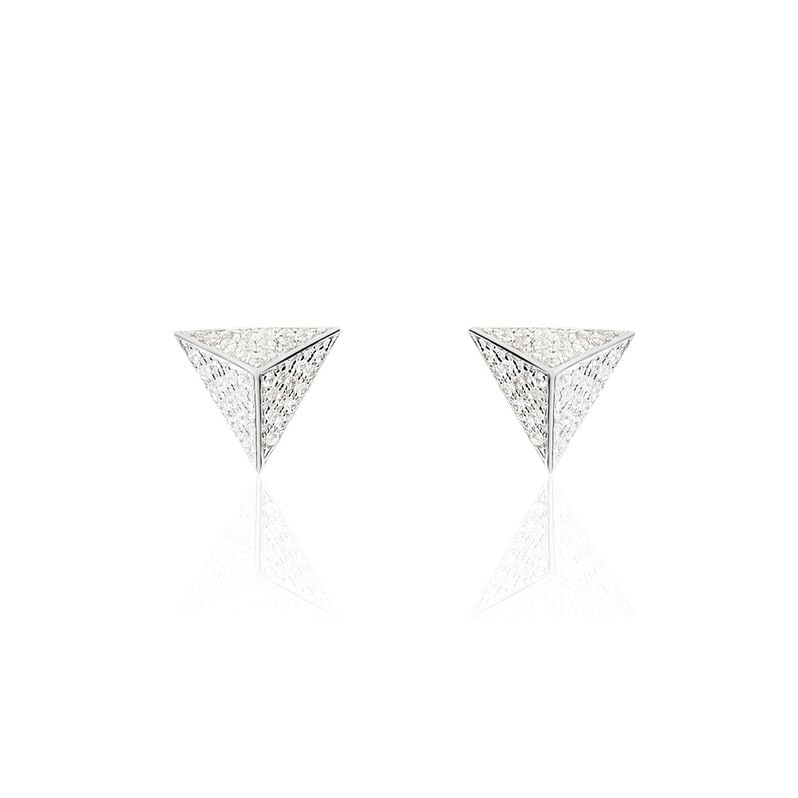 AMELLIA DREIECK 7 Damen Ohrstecker Silber 925 Zirkonia Wei&szlig; Dreieck - Ohrstecker Damen | OROVIVO