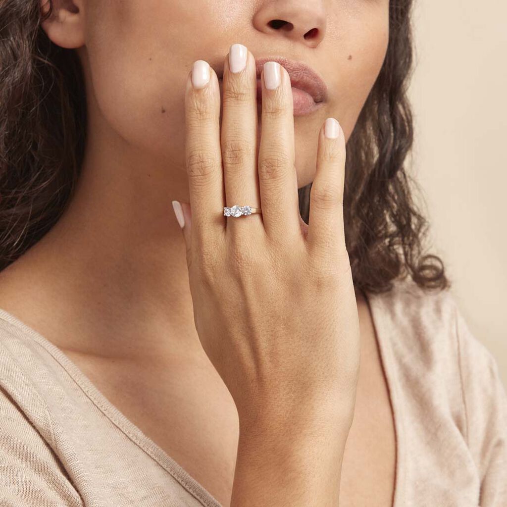 CAITLIN Damen Ring Gold 375 (9 Karat) Zirkonia Wei&szlig;