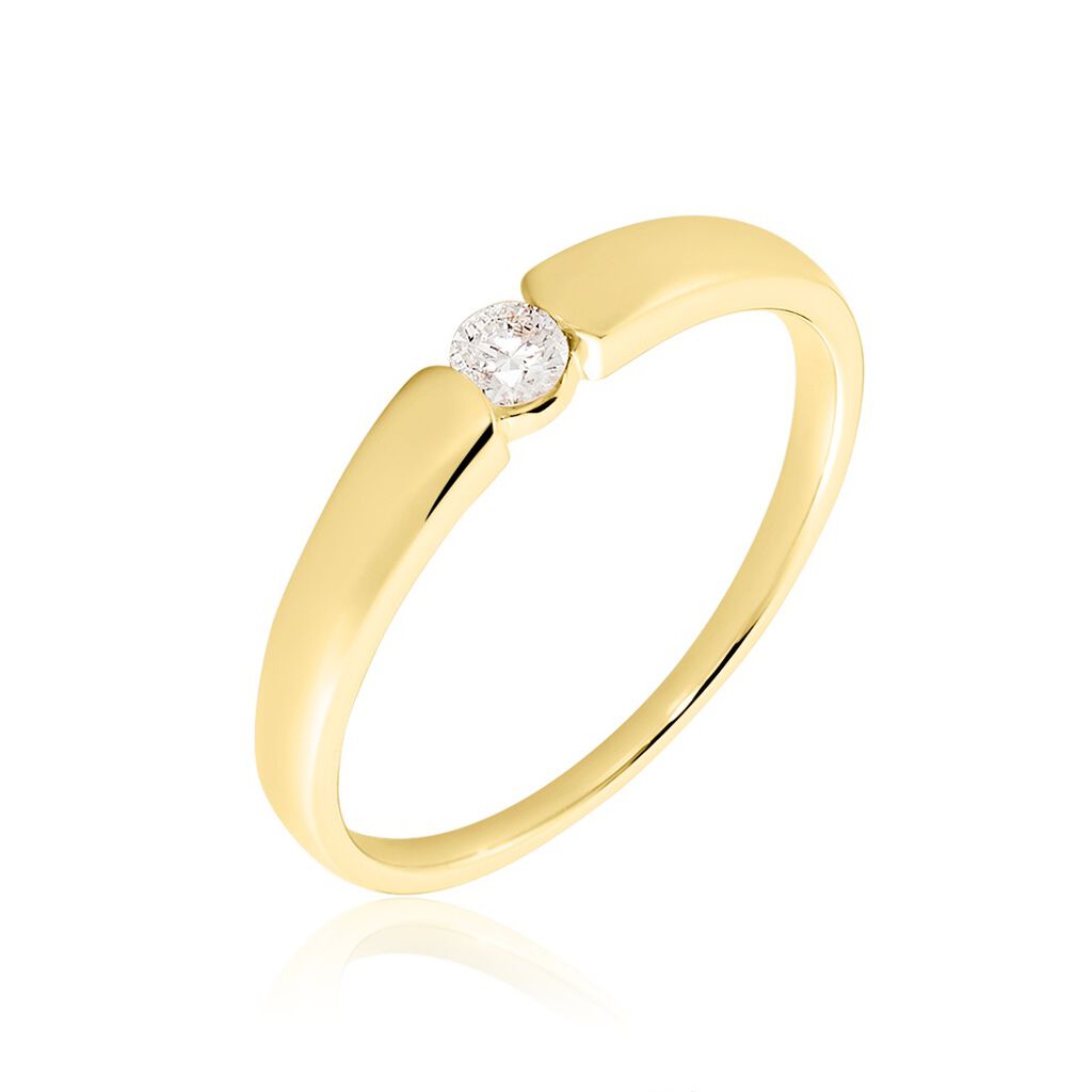 SANINA Damen Ring Gold 585 (14 Karat) Diamant Weiß 0,1 ct, Ring mit Stein