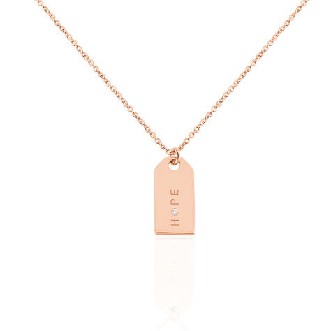 Damen Collier Silber rosevergoldet 925 Diamant 0,01ct Rechteckig Botschaft 47cm - Halsketten Damen | OROVIVO