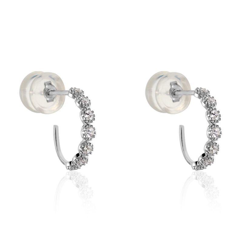 AYNSLEY Damen Creolen Wei&szlig;gold 375 (9 Karat) Zirkonia Wei&szlig; 0,4 ct Kreis - Creolen Damen | OROVIVO