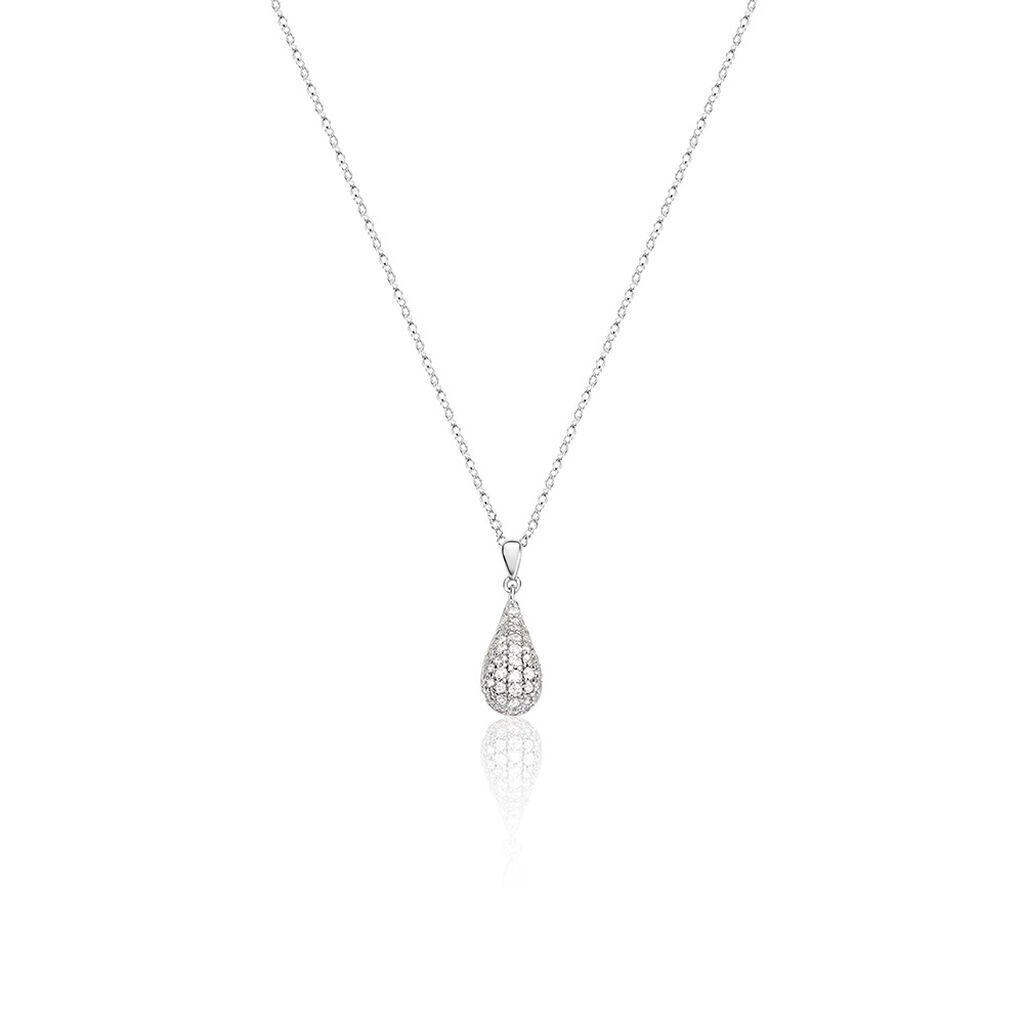 ELANI Damen Collier Silber 925 Zirkonia Wei&szlig; 0,28 ct Tropfen