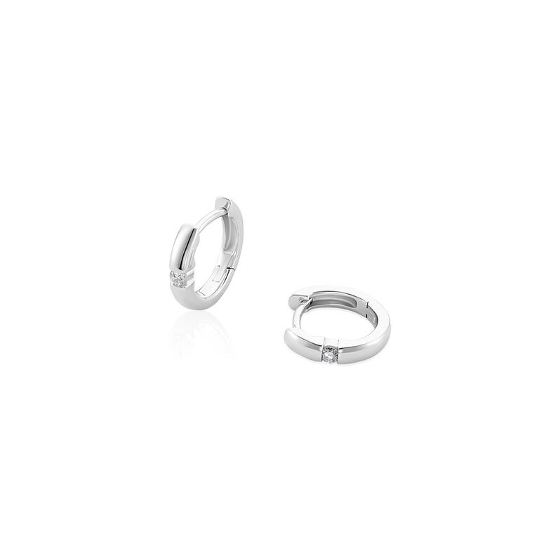 Damen Creolen Weißgold 585 Rund Weiß Sanina - Creolen Damen | OROVIVO