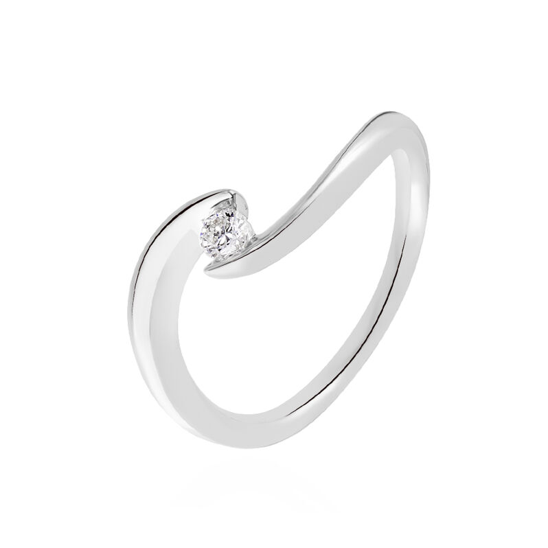 Damen Ring Weißgold 375 Diamant 0,11ct Welle Curvata  - Hochzeitsringe Damen | OROVIVO