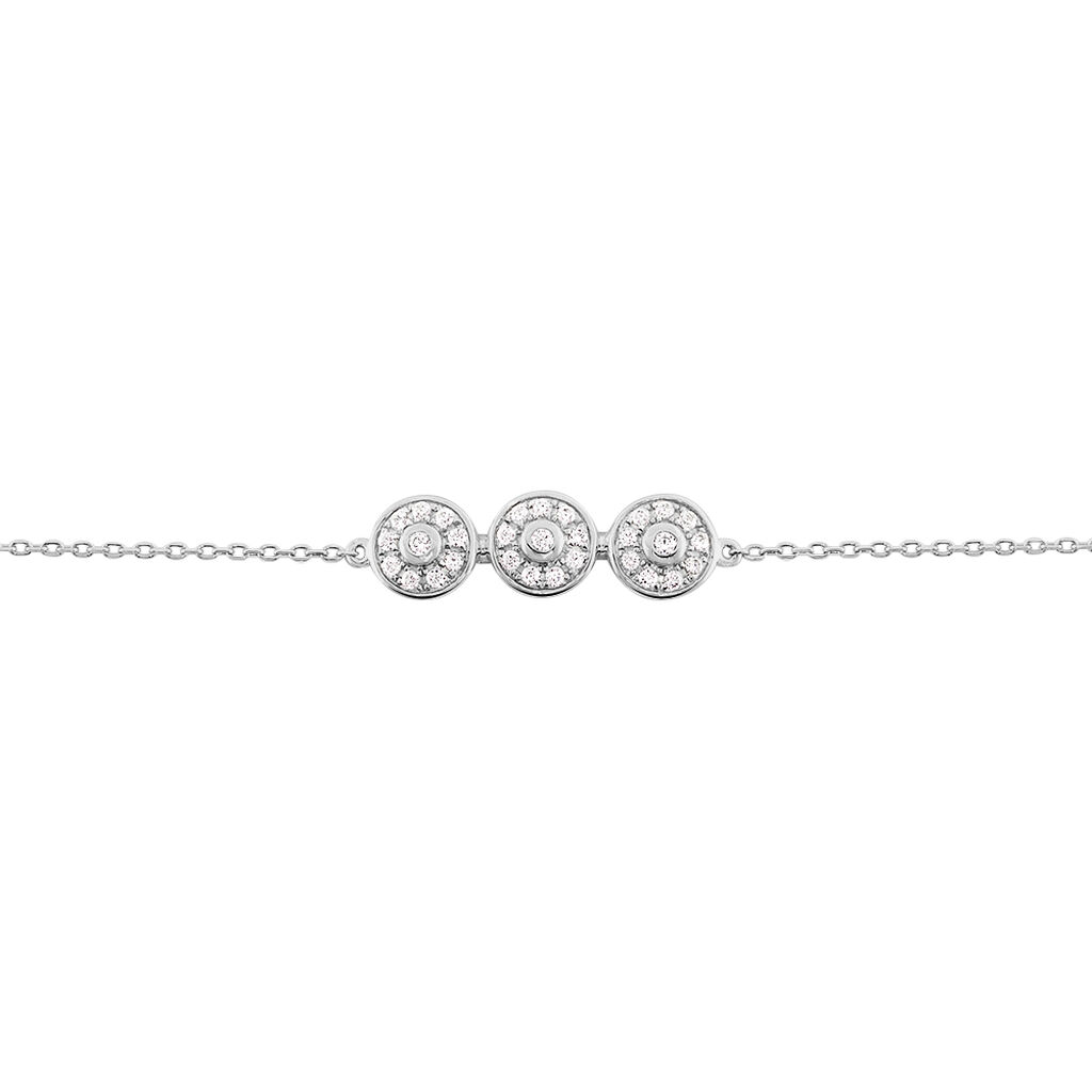 Bracelet Or Weiss Aella Cercle Pave Ajoure Fleurs Oxydes De Zirconium - Spannringe Damen | OROVIVO