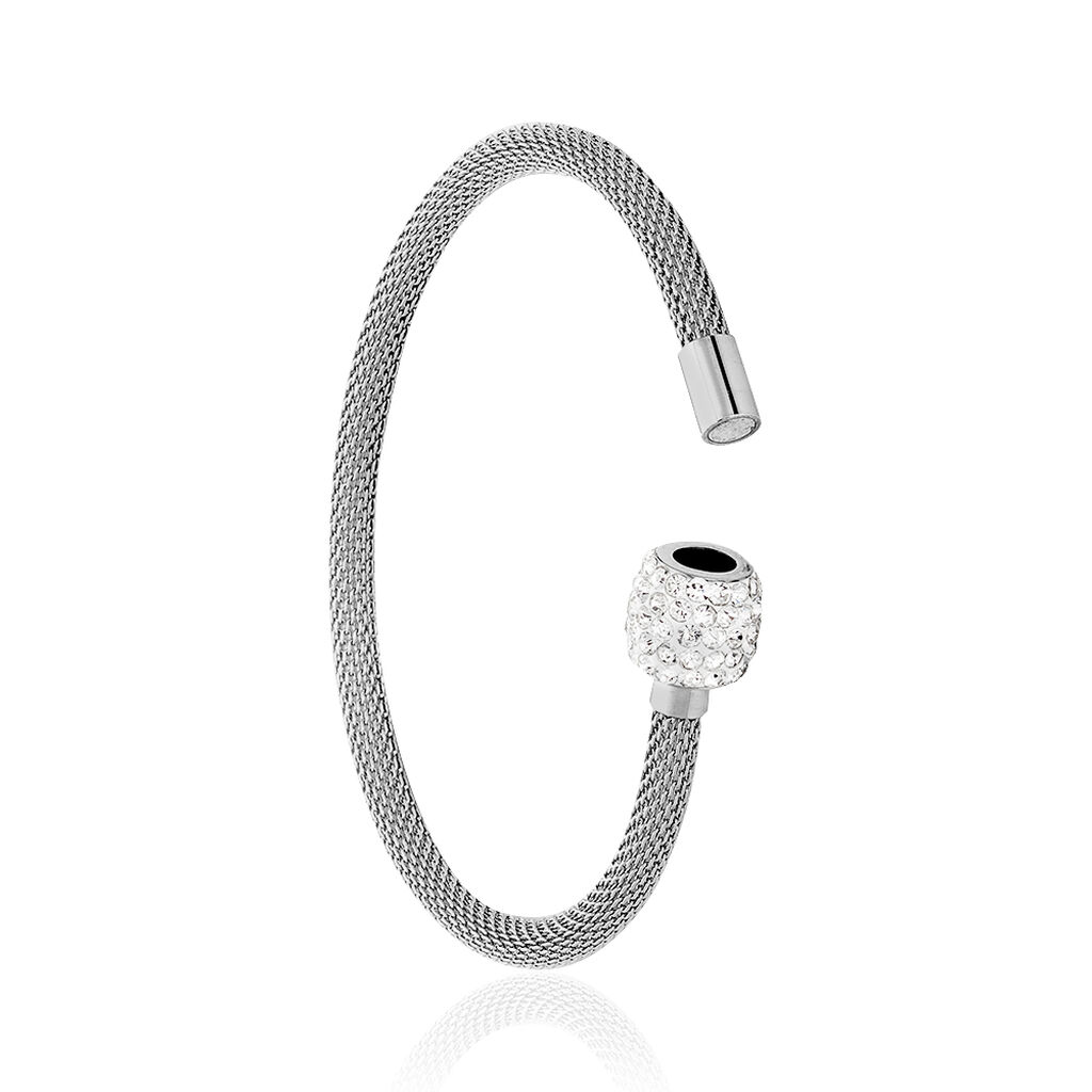 WELINA Damen Armband Edelstahl Strass Wei&szlig;