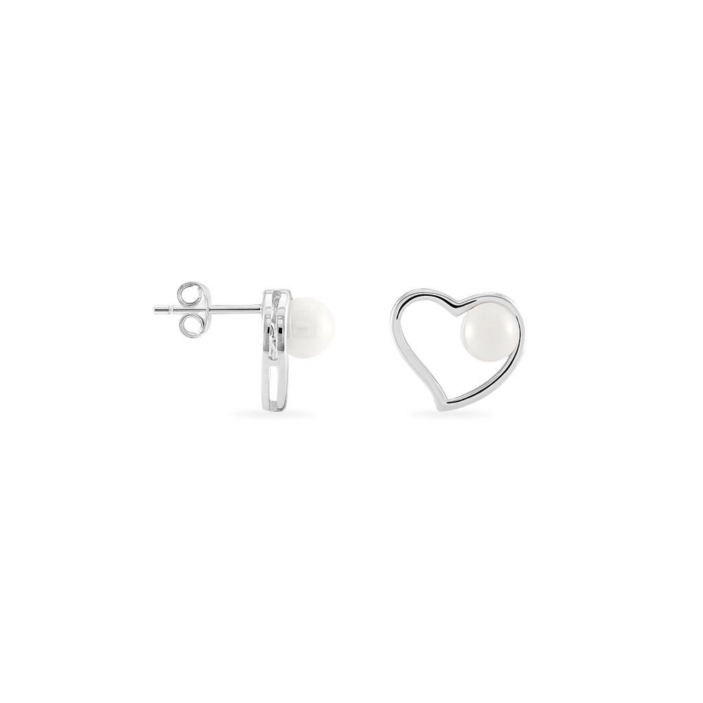 Boucles D'oreilles Pendantes Isalyne Argent Blanc Céramique - Spannringe Damen | OROVIVO