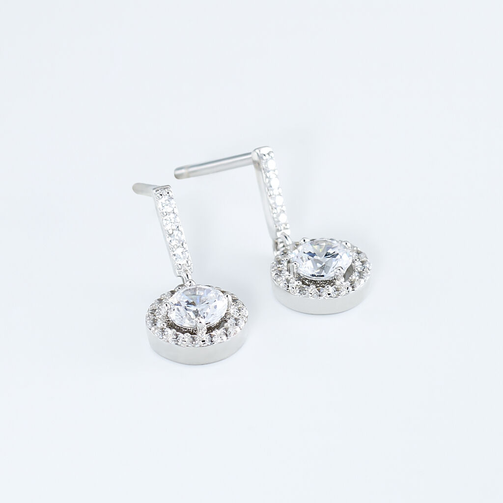 Boucles D'oreilles Argent Rhodie Karolanne Pendantes Forme Ronde - Spannringe Damen | OROVIVO