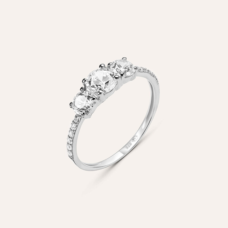 Anello Trilogy Claire Oro Bianco Cubic Zirconia - Spannringe Damen | OROVIVO