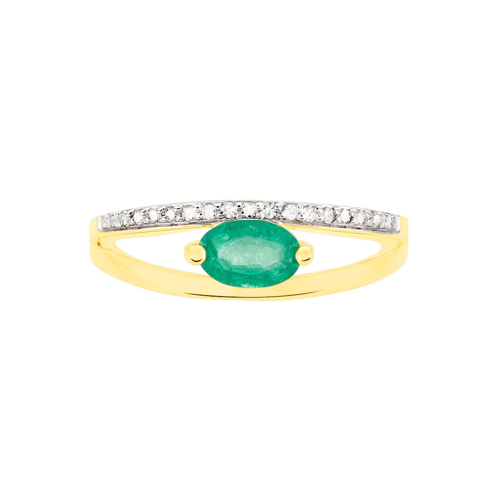 ALEXA Damen Ring Gold 375 (9 Karat) Smaragd Gr&uuml;n 0,43 ct