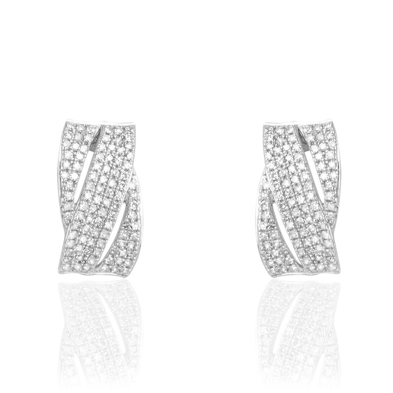 Boucles D'oreilles Puces Or Blanc Diamant - Spannringe Damen | OROVIVO
