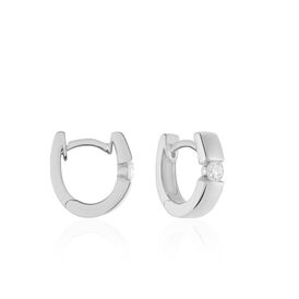 Damen Creolen Weißgold 375 Diamant 0,1ct 11,2mm - Creolen Damen | OROVIVO