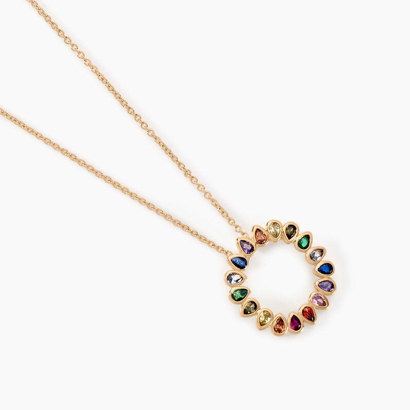Collier Plaqué Or Jaune Ethem Pierres Multicolores - Spannringe Damen | OROVIVO