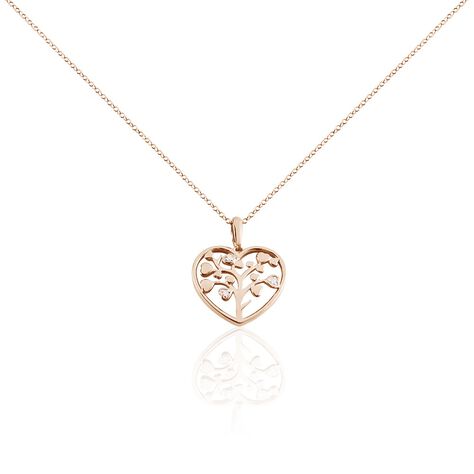 Damen Collier Silber rosevergoldet 925 Diamant 0,01ct Herz Lebensbaum Riana 47cm - Halsketten Damen | OROVIVO