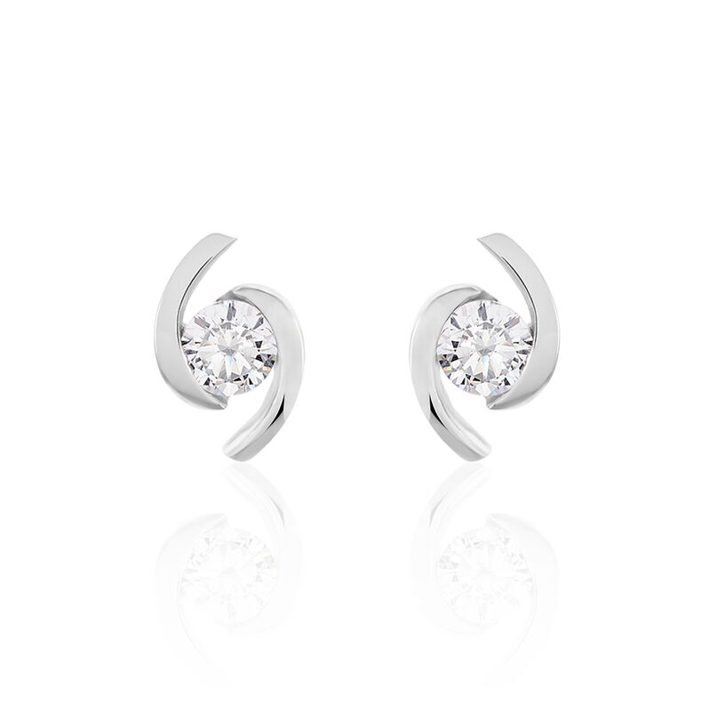 Damen Ohrstecker Wei&szlig;gold 375 (9 Karat) Zirkonia Wei&szlig; 0,97 ct - Ohrstecker Damen | OROVIVO