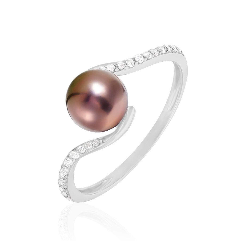 Damenring Weißgold 375 Zuchtperle Zirkonia -  Damen | OROVIVO