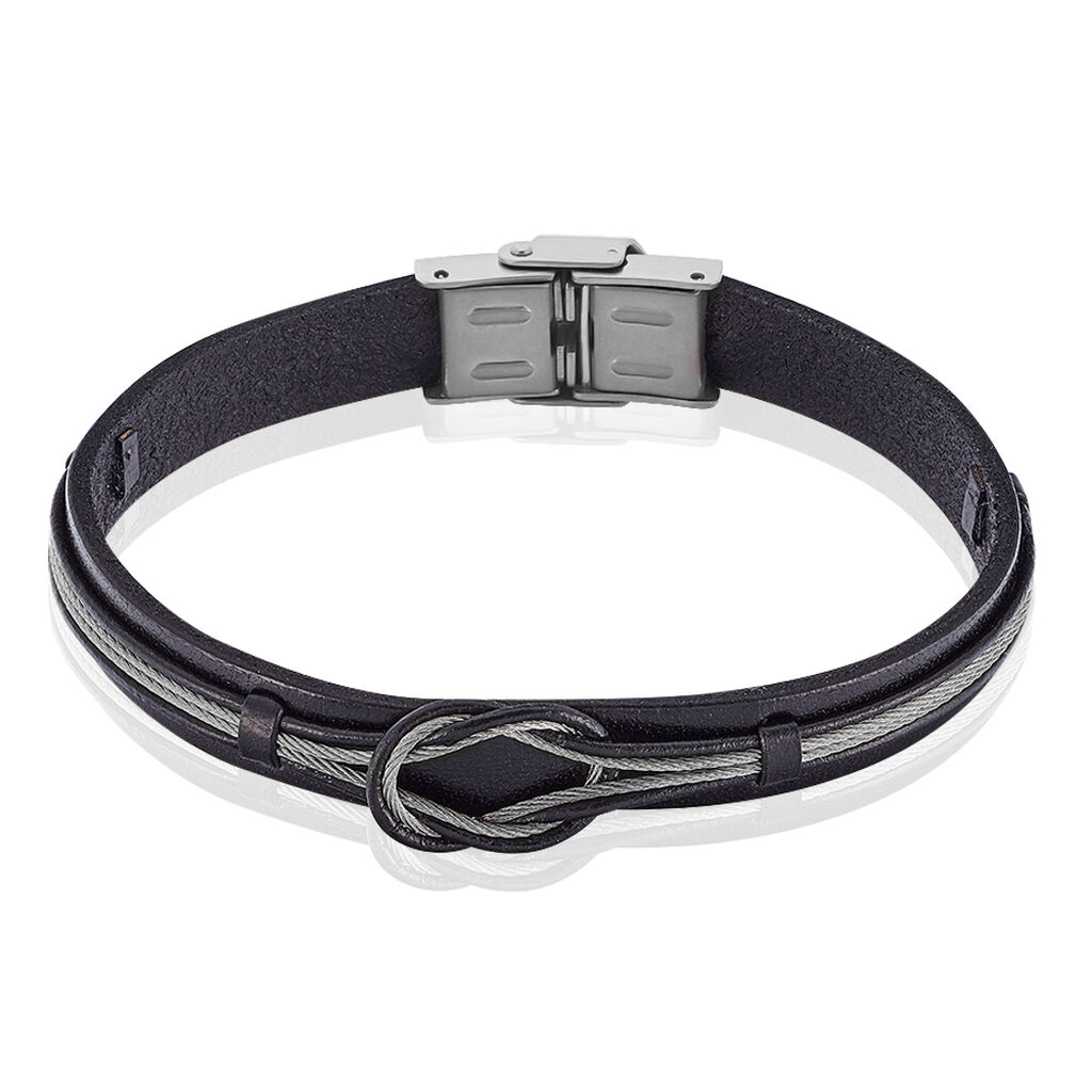 Herren Lederarmband Edelstahl Schwarz Knoten - Armbänder mit Anhänger Herren | OROVIVO