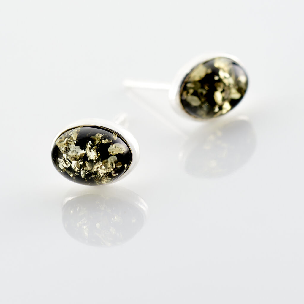 Boucles D'oreilles Puces Argent Et Ambre - Spannringe Damen | OROVIVO