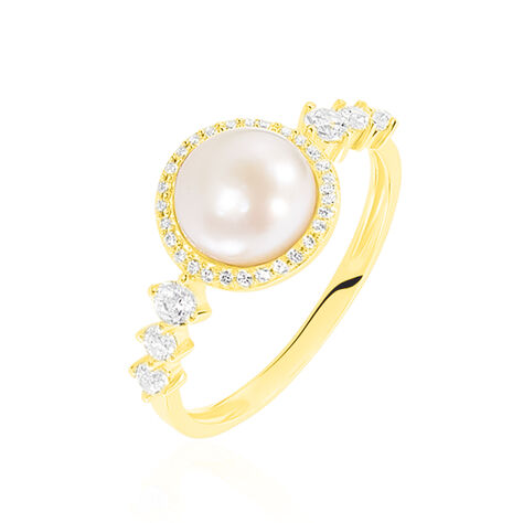 Damenring Gold 375 Zuchtperle Zirkonia - Solitärringe Damen | OROVIVO