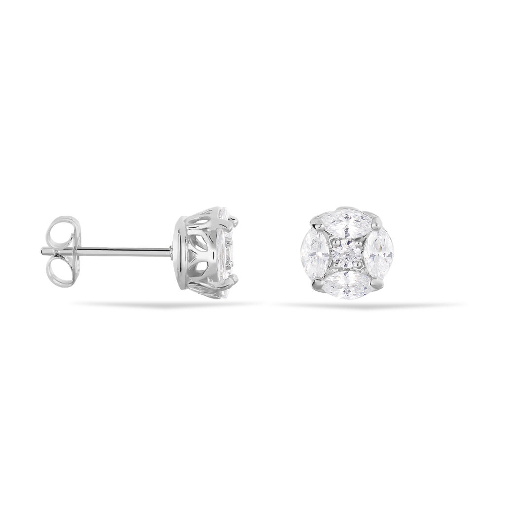 WOW Damen Ohrstecker Silber 925 Zirkonia Wei&szlig; 2,08 ct