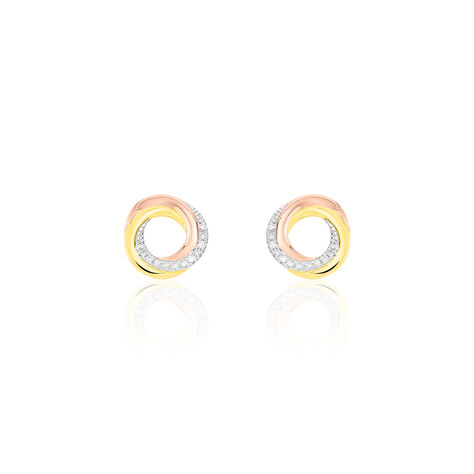 Damen Ohrstecker Gold 375 Tricolor Diamant - Ohrstecker Damen | OROVIVO