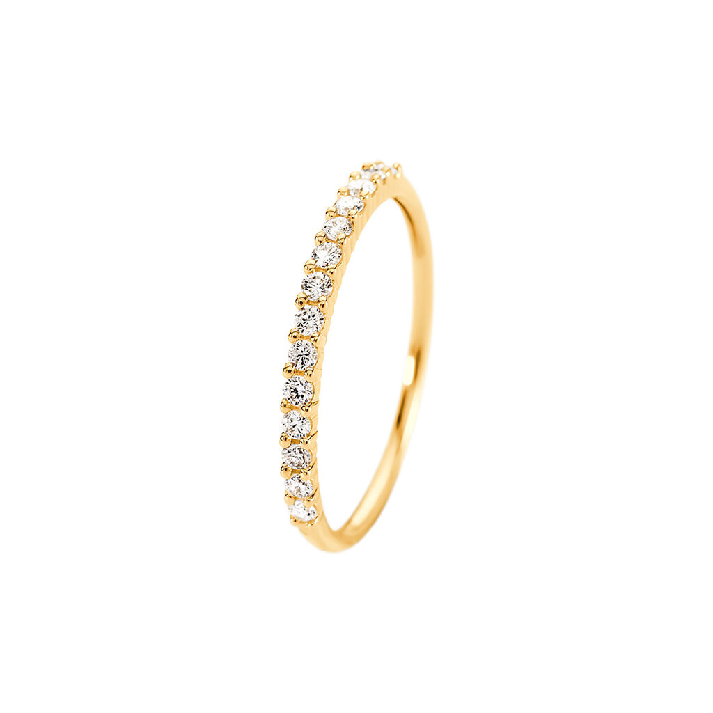 MERCY Damen Ring Gold 585 (14 Karat) Synthetischer Diamant Wei&szlig; 0,14 ct