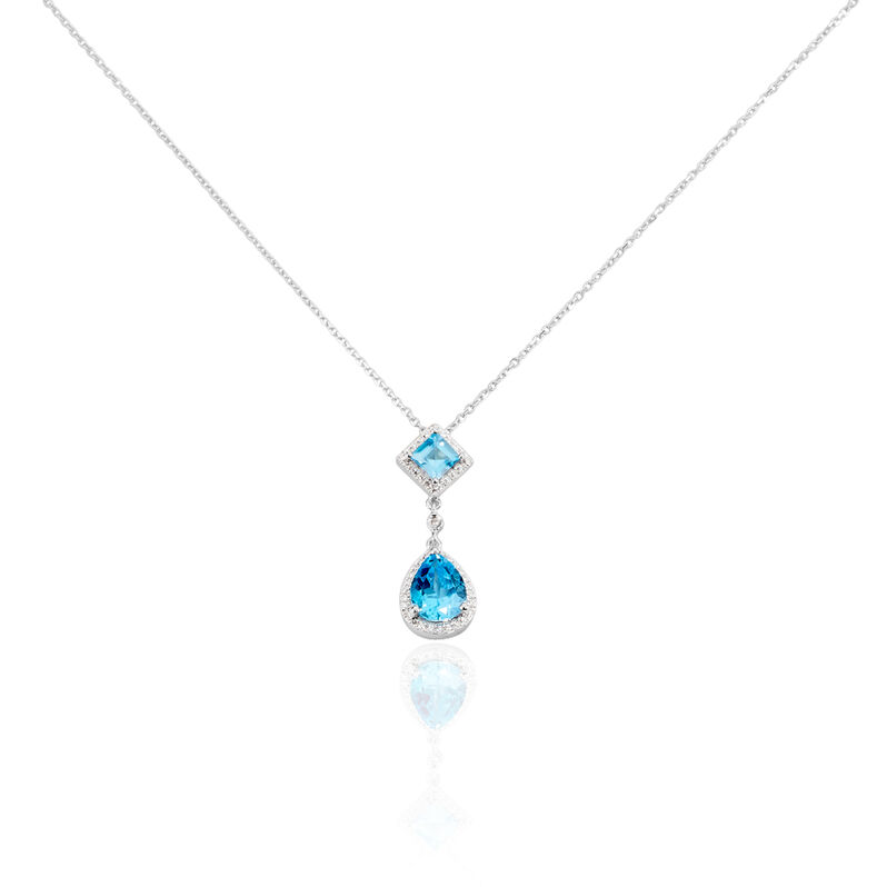 Damen Collier Weißgold 375 Topas Blau 1,81ct Tropfen Inge - Halsketten Damen | OROVIVO