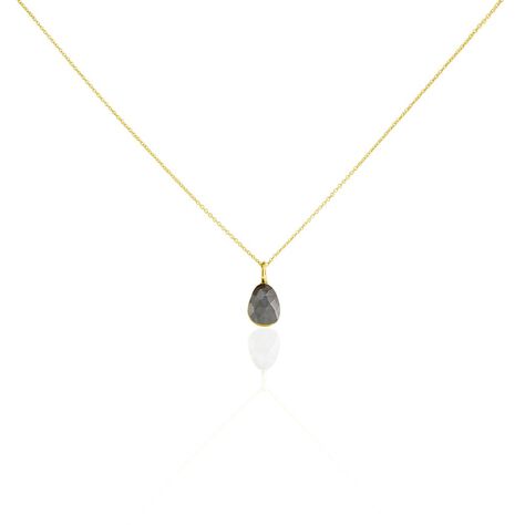 Damen Collier Silber vergoldet 925 Labradorit Grau 3ct Lora 47cm - Halsketten Damen | OROVIVO