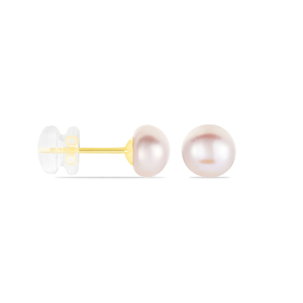 KESA PERLE BUTTON Damen Ohrstecker Gold 375 (9 Karat) Zuchtperle Perlmutt