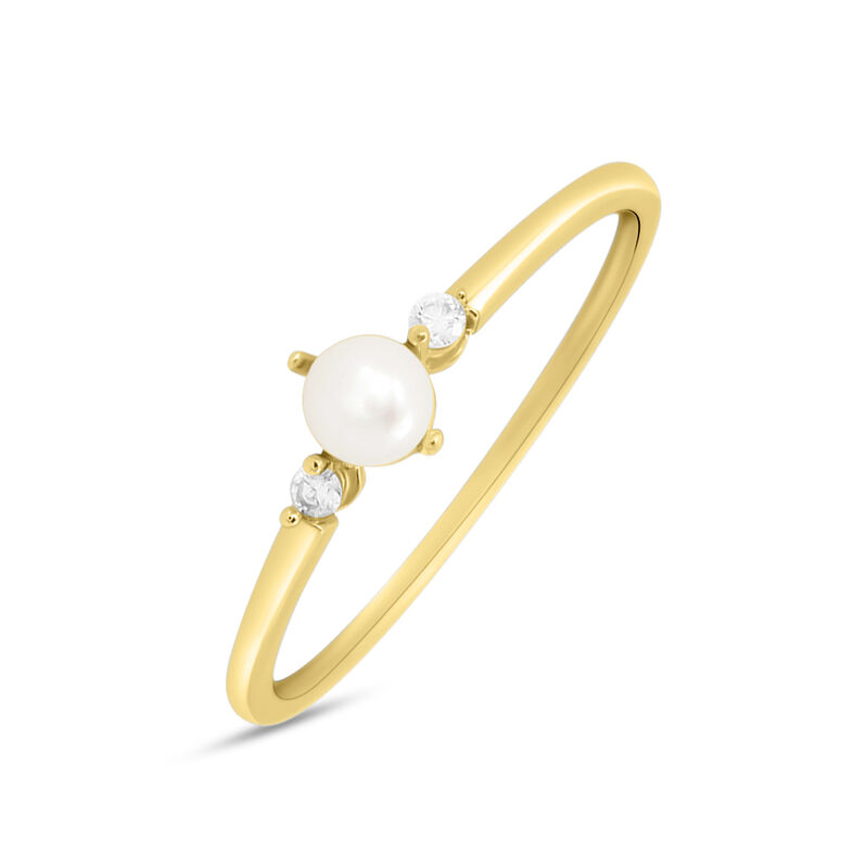 Anello Solitario Gabrielle Precious Oro Giallo Perla D'Acqua Dolce Diamante - Spannringe Damen | OROVIVO