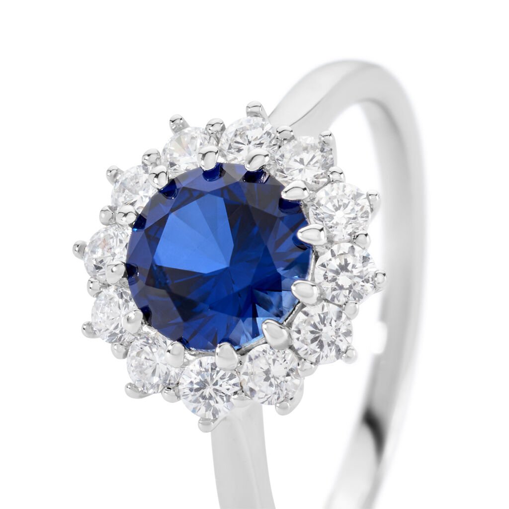 ELOISE Damen Ring Silber 925 Synthetischer Stein Blau 1,46 ct Blume
