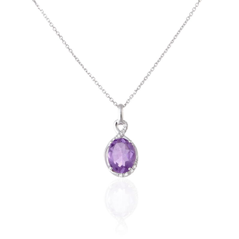 Collier Or Blanc Amethyste Et Diamant - Spannringe Damen | OROVIVO