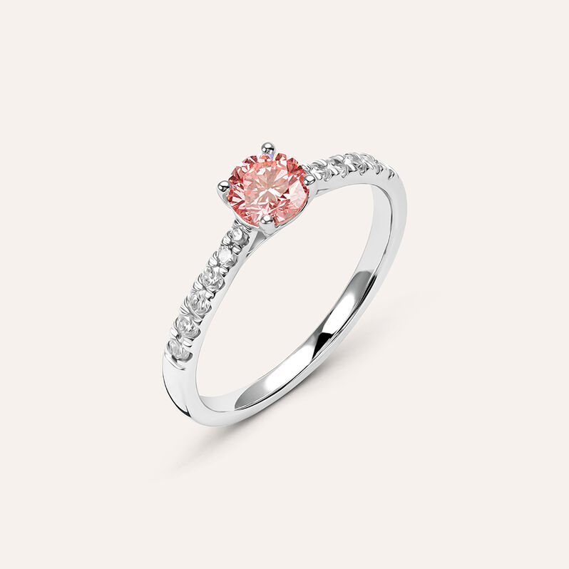 Anello Solitario Diamade Oro Bianco Diamante Lab-Grown - Spannringe Damen | OROVIVO