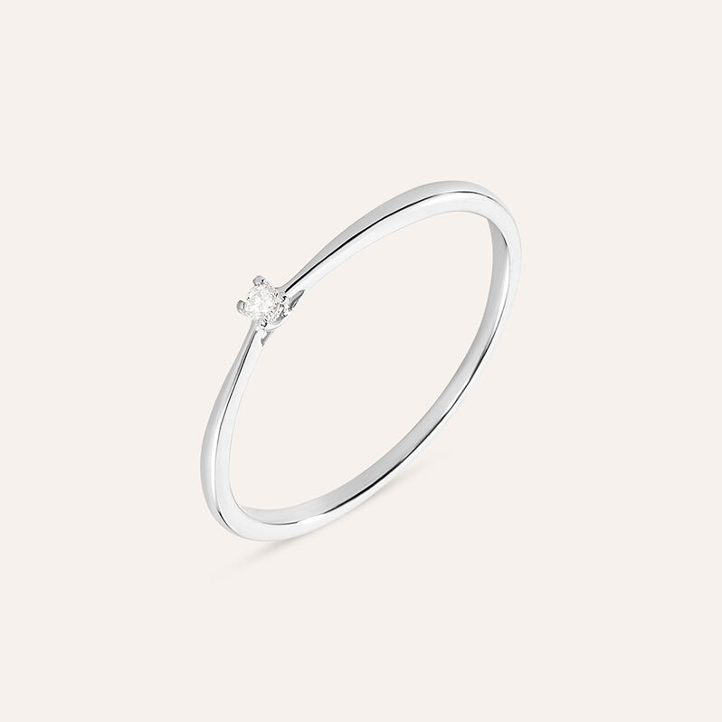 Anello Solitario Grace Oro Bianco Diamante - Spannringe Damen | OROVIVO