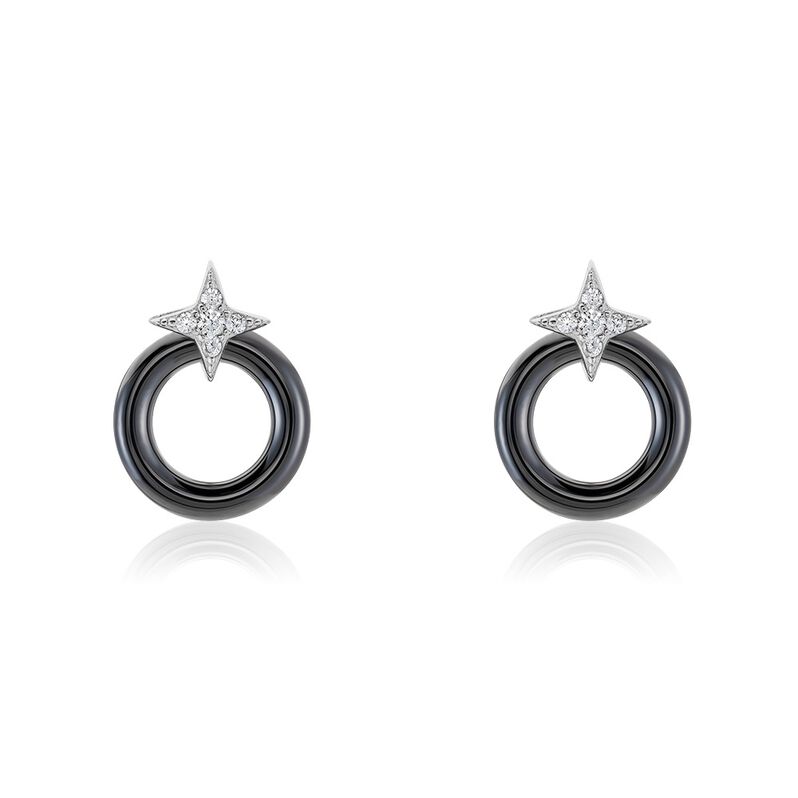 Boucles D'oreilles Pendantes Merelle Argent Weiss Céramique Oxyde - Spannringe Damen | OROVIVO
