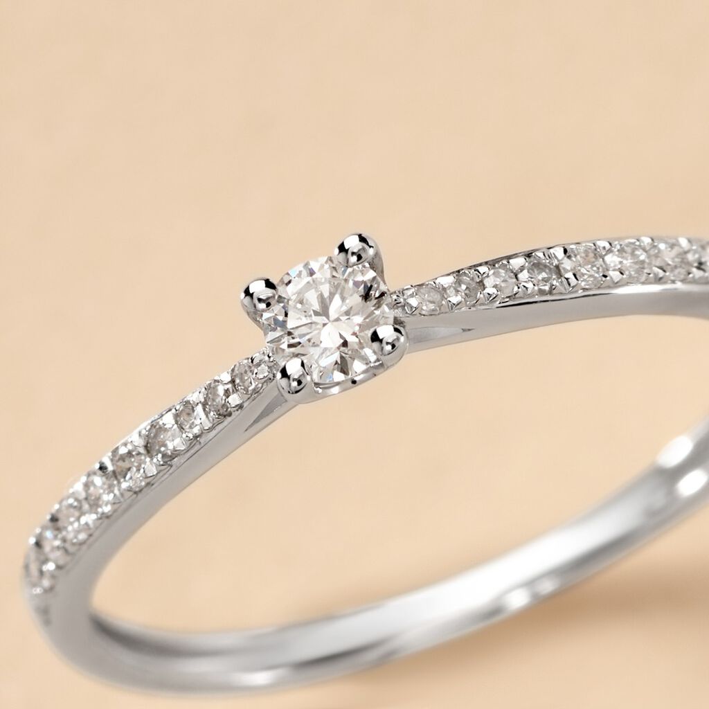 Bague Solitaire Hemera Or Blanc Diamant - Spannringe Damen | OROVIVO