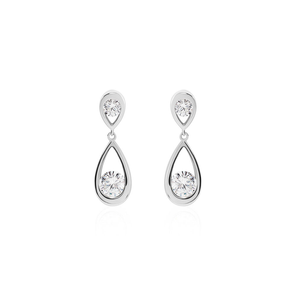 RONJA Damen Ohrringe Lang Silber 925 Zirkonia Wei&szlig; 1,74 ct