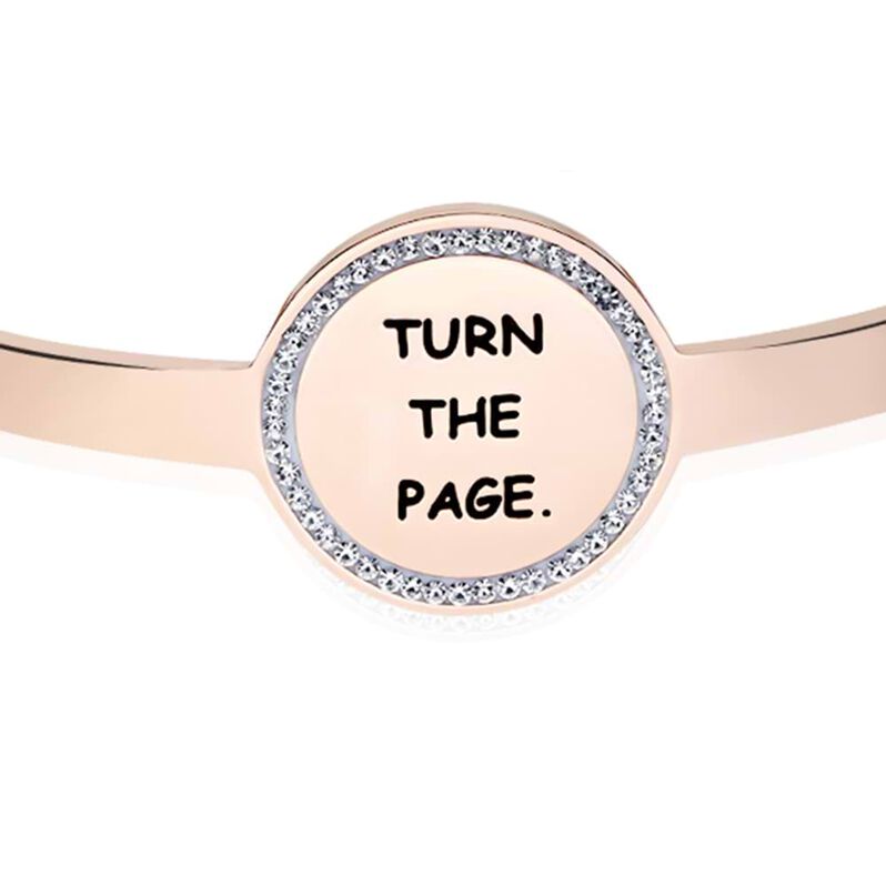 Bangle Turn the page in acciaio rosato e strass - Spannringe Damen | OROVIVO