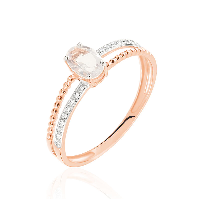 Bague Frannie Or Rose Quartz Et Oxyde De Zirconium - Spannringe Damen | OROVIVO
