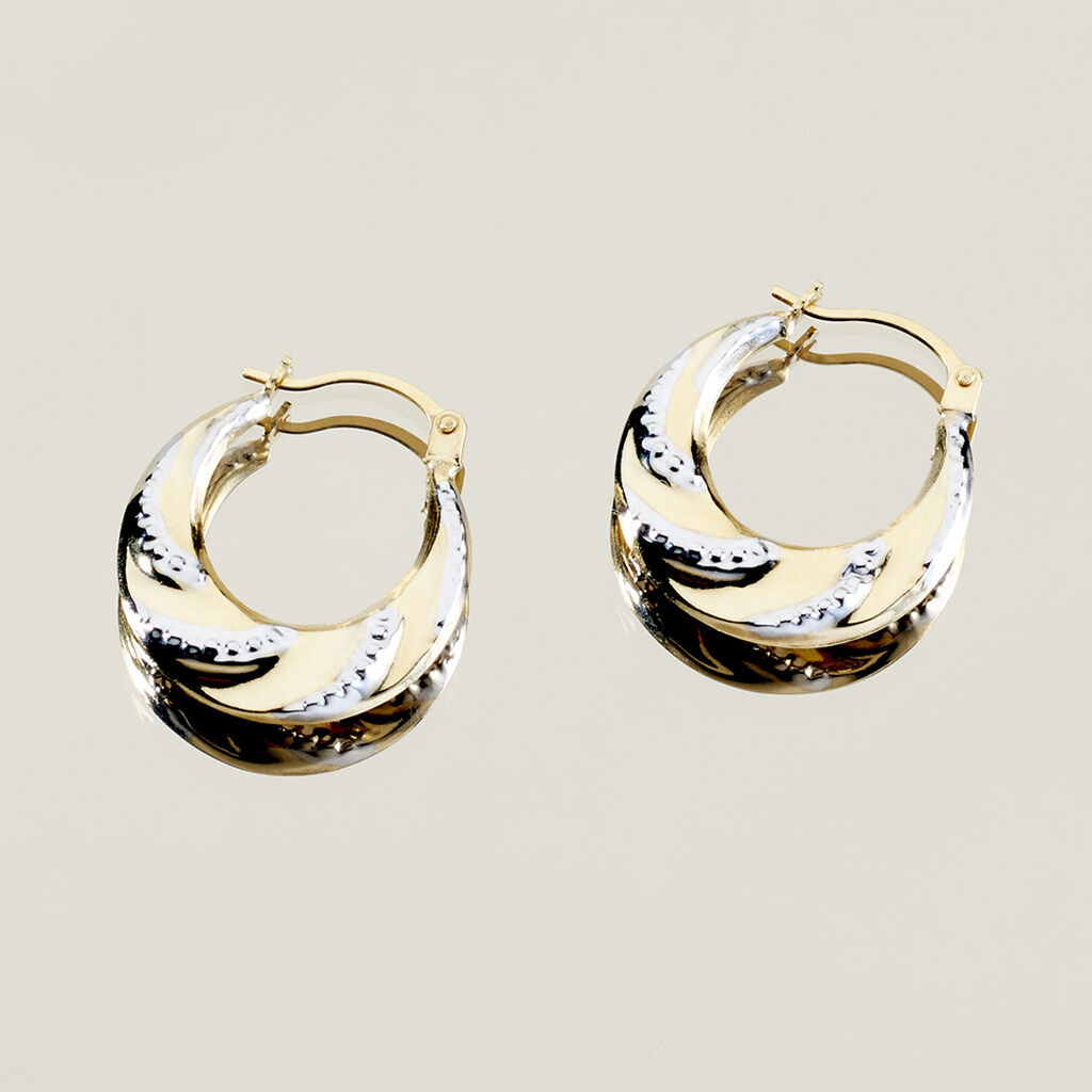 HANNELORE 35 Damen Creolen Gold Bicolor 585 (14 Karat) B 0,64 mm