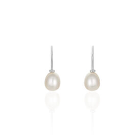 Damen Perlenohrringe Silber 925 Zuchtperle 7-8mm - Ohrhänger Damen | OROVIVO